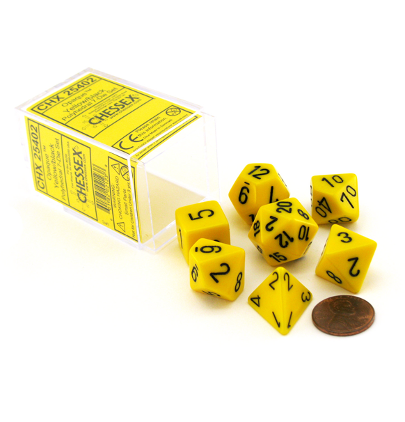 Opaque – Polyhedral Yellow w/black 7-Die Set