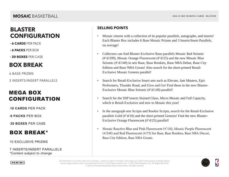 Panini Mosaic Basketball 2024/25 - Blaster Box