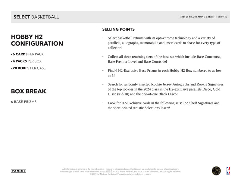 Panini Select Basketball 2024/25 - Hybrid H2 Box