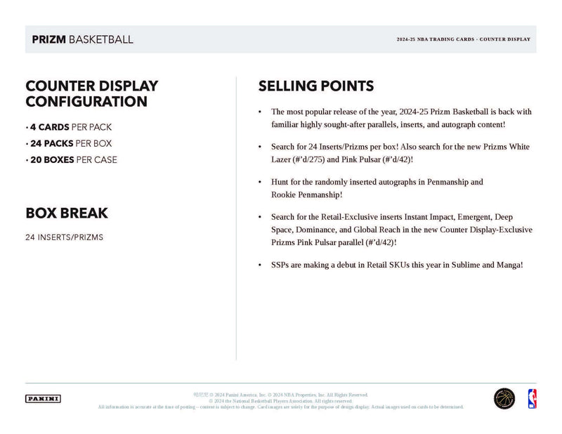 Panini Prizm NBA Basketball 2024/25 - Retail Pack