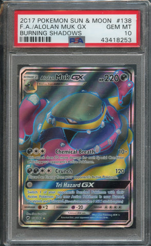 Alolan Muk GX #138 PSA 10 [Burning Shadows]