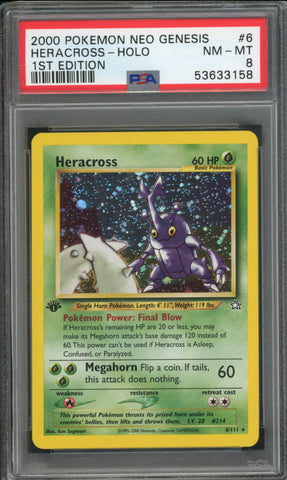 Heracross #6 1st Edition PSA 8 [Neo Genesis]
