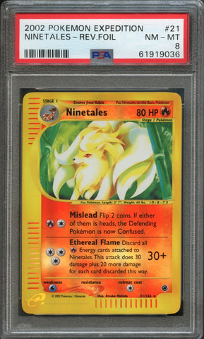 Ninetales [Reverse Holo] #21 PSA 8 [Expedition Base Set]