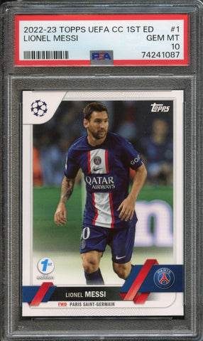 Lionel Messi #1 PSA 10 [2022-23 Topps UEFA Club Competitions 1st Edition]