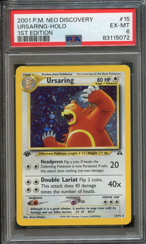 Ursaring [1st Edition] #15 PSA 6 [Neo Discovery]