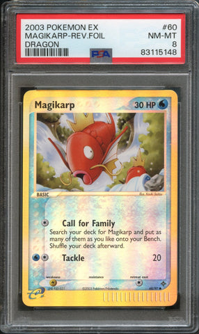 Magikarp [Reverse Holo] #60 PSA 8 [Dragon]