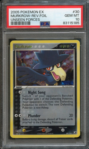 Murkrow [Reverse Holo] #30 PSA 10 [Unseen Forces]