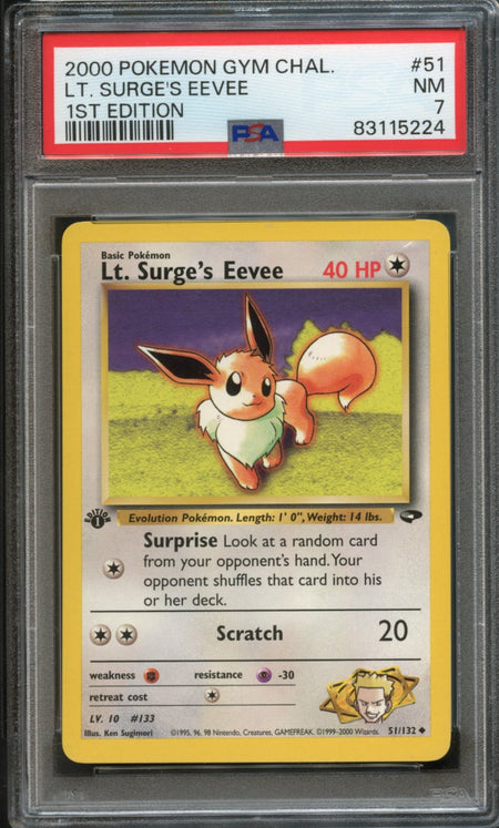 Lt. Surge's Eevee [1st Edition] #51 PSA 7 [Gym Challenge]