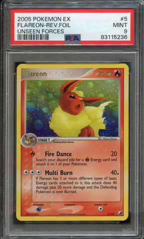 Flareon [Reverse HOLO] #5 PSA 9 [Unseen Forces]