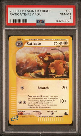 Raticate [Reverse Holo] #89 PSA 8 [Skyridge]