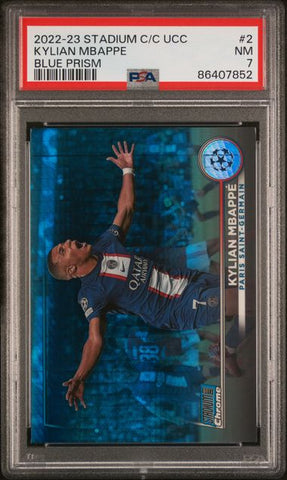 Kylian Mbappe #2 Blue Prism PSA 7 [2022-23 Topps Chrome Stadium Club Competitions]