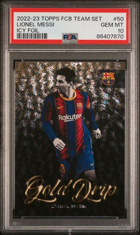 Lionel Messi #50 Icy Foil PSA 10 [2022-23 Topps FC Barcelona Team Set]