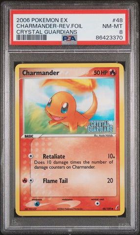 Charmander [Reverse Holo] #48 PSA 8 [Crystal Guardians]