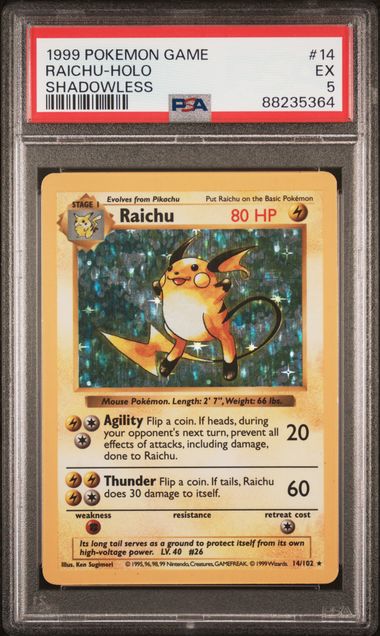 Raichu [Shadowless] #14 PSA 5 [Base Set]