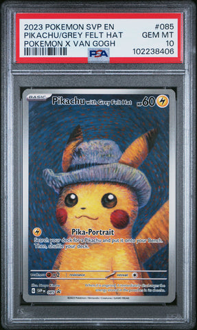 Pikachu With Grey Felt Hat [Pokemon X Van Gogh] #085 PSA 10 [Black Star Promo 2023]