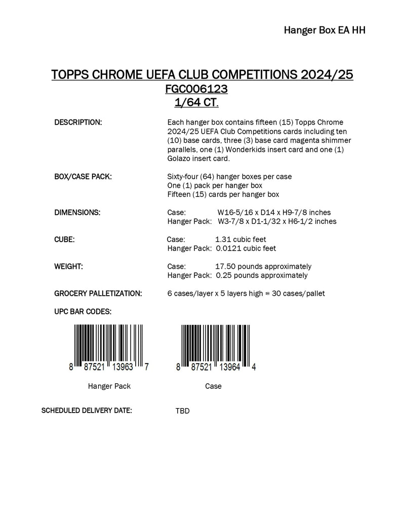 Topps Chrome UEFA Club Competitions 2024/25 - Hanger Pack