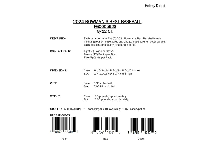 Topps Bowman's Best Baseball 2024 - Hobby Box