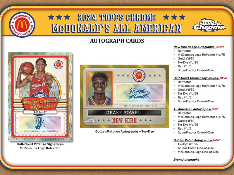 Topps Chrome McDonalds All American Basketball 2024 - Hobby Box