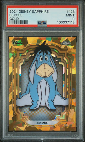 Eeyore [Gold] #126 38/50 PSA 9 [Topps Chrome Disney Sapphire Edition 2024]