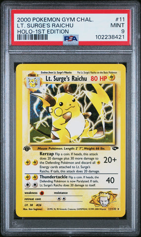 Lt. Surge'S Raichu [Holo-1St Edition] #11 PSA 9 [Gym Challenge 2000]