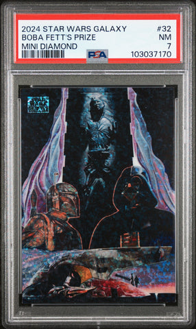 Boba Fett's Prize [Mini Diamond] #32 PSA 7 [Topps Chrome Star Wars Galaxy 2024]