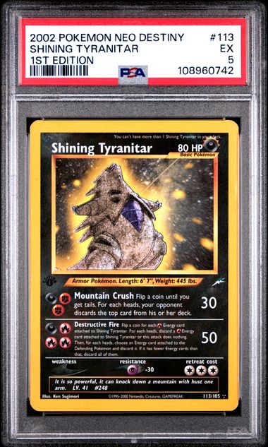 Shining Tyranitar #113 [1St Edition] PSA 5 [Pokemon Neo Destiny 2002]