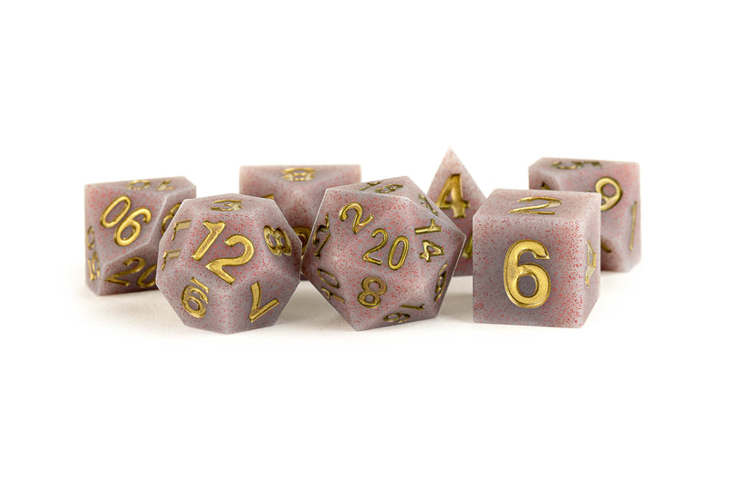 Volcanic Soot Dice 16 mm Silicone Rubber Polyhedral Dice Set