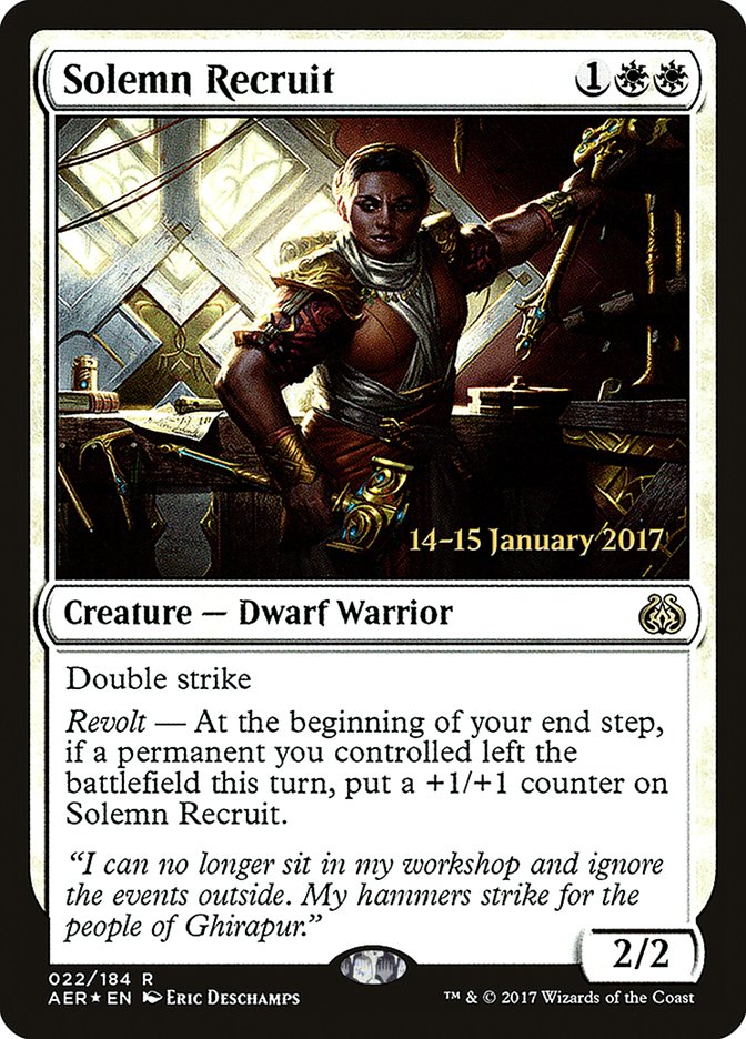 Solemn Recruit (Prerelease Promo) [Aether Revolt Prerelease Promos]