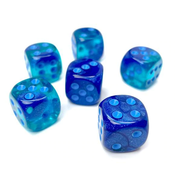 Gemini™ – 16 mm d6 Blue-Blue/light blue Luminary Dice Block indhold