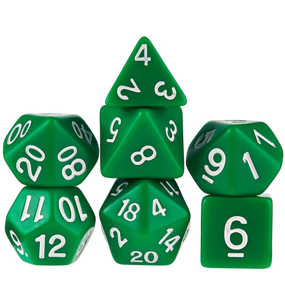 Opaque™ – Polyhedral Green w/white 7-Die Set