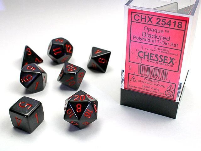 Opaque – Polyhedral Black w/red 7-Die Set