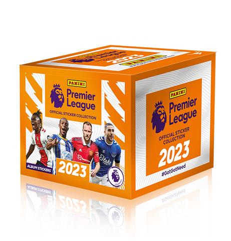 Fodboldstickers Panini Premier League 2023 Booster Display
