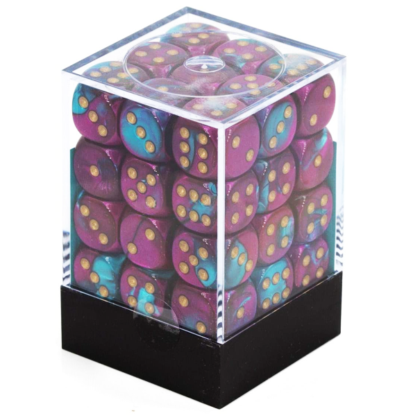 Gemini™ - 12mm d6 Purple-Red w/gold Dice Block