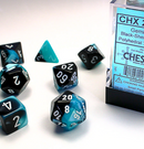 Gemini™ – Polyhedral Black-Shell w/white 7-Die Set indhold