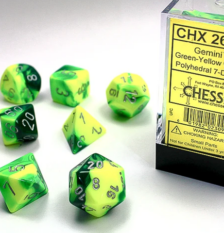 Gemini™ – Polyhedral Green-Yellow w/silver 7-Die Set forside