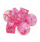 Ghostly Glow™ – Polyhedral Pink w/silver 7-Die Set indhold