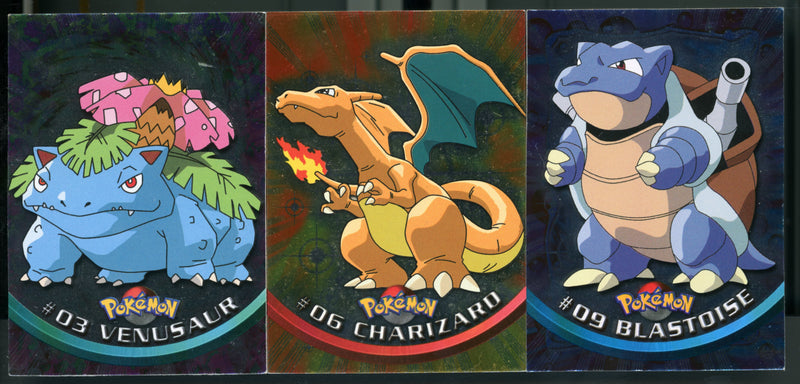 Venusaur, Charizard, Blastoise [Foil] Pokemon 1999 TV Topps