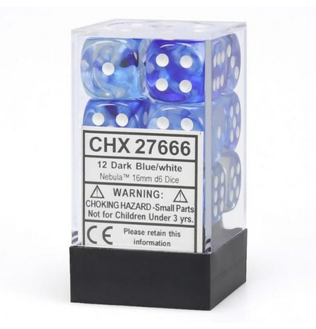 Nebula™ – 16mm d6 Dark Blue w/white Dice Block