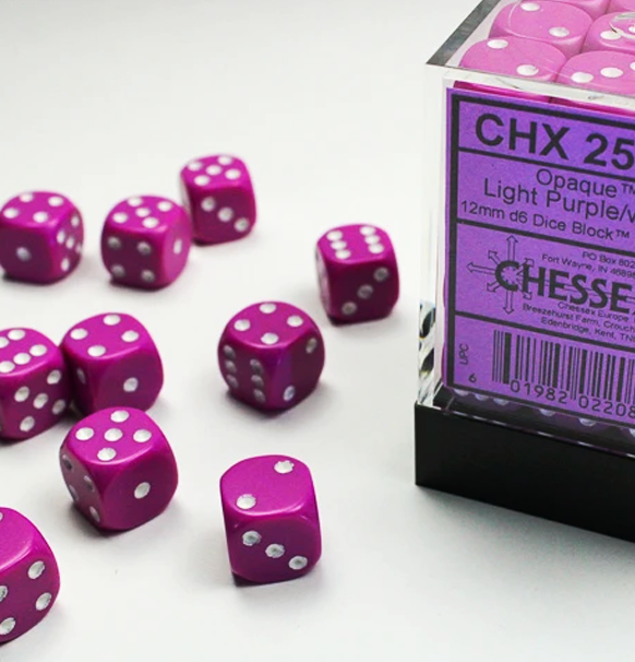 Opaque – 12mm d6 Light Purple w/white Dice Block™